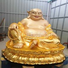 樹脂佛像寺廟玻璃鋼佛像貼金彩繪方臺彌勒佛大肚佛 銅坐佛像